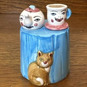 Vintage ALCO Anthropomorphic Teapot Cup Salt Pepper Shakers Cat Stand Japan